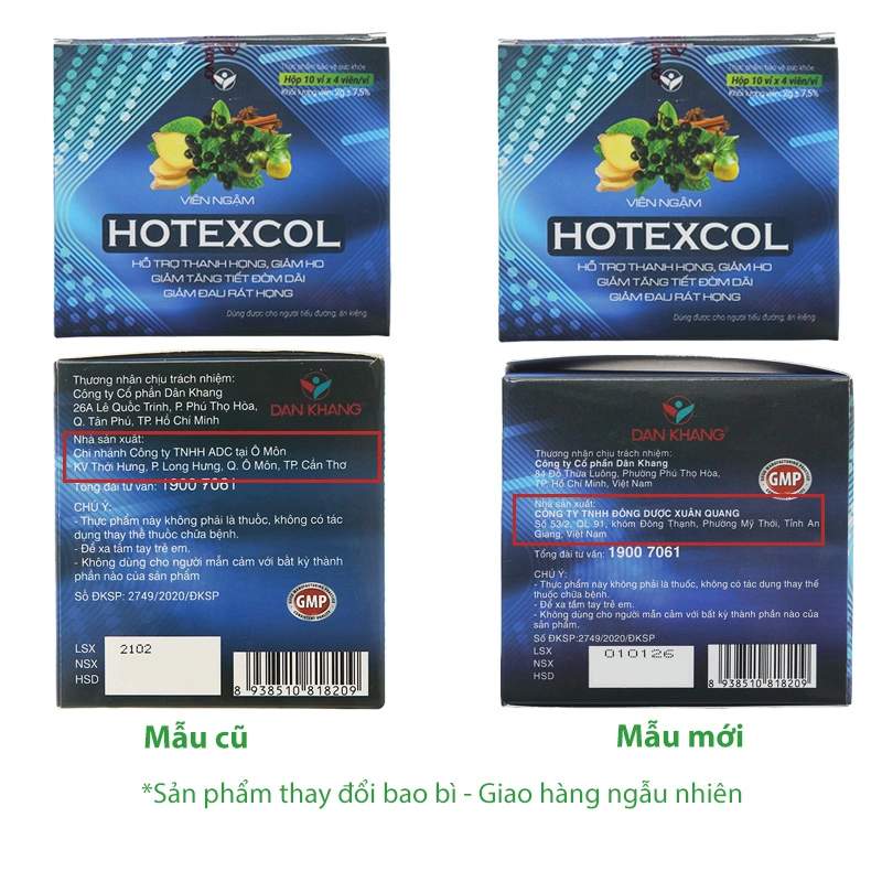 Viên Ngậm Hotexcol hỗ trợ giảm ho, giảm đau rát họng hộp 40 viên - 